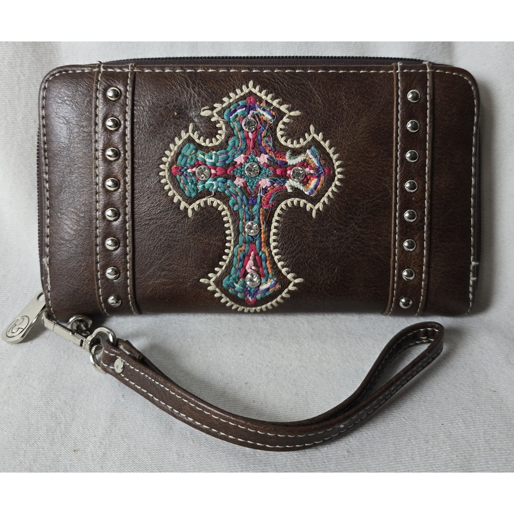 P & G Collection  Ladies Wallet Western Embellished 8"
